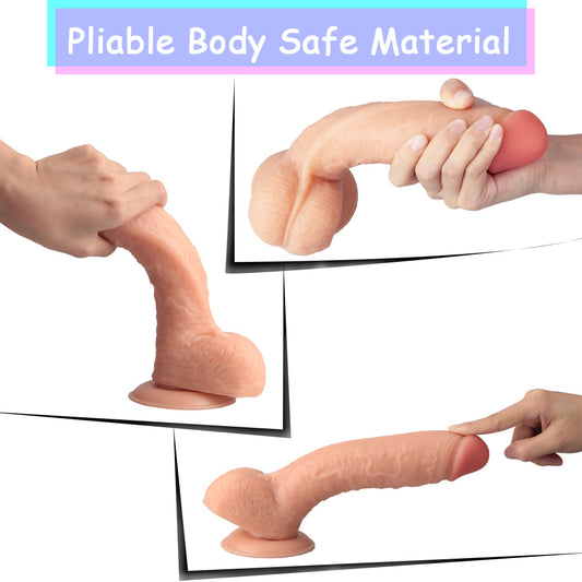 10.6 Inch Curved Huge Realistic G-Spot Dildo Vaginal Anal Play