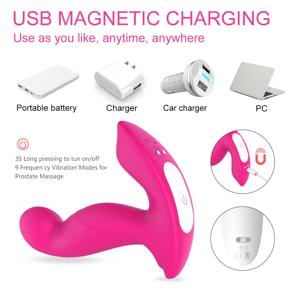 360° Rotating 2*9 Modes Wearable Butterfly Vibrator G-Spot P-Spot Anal Unisex