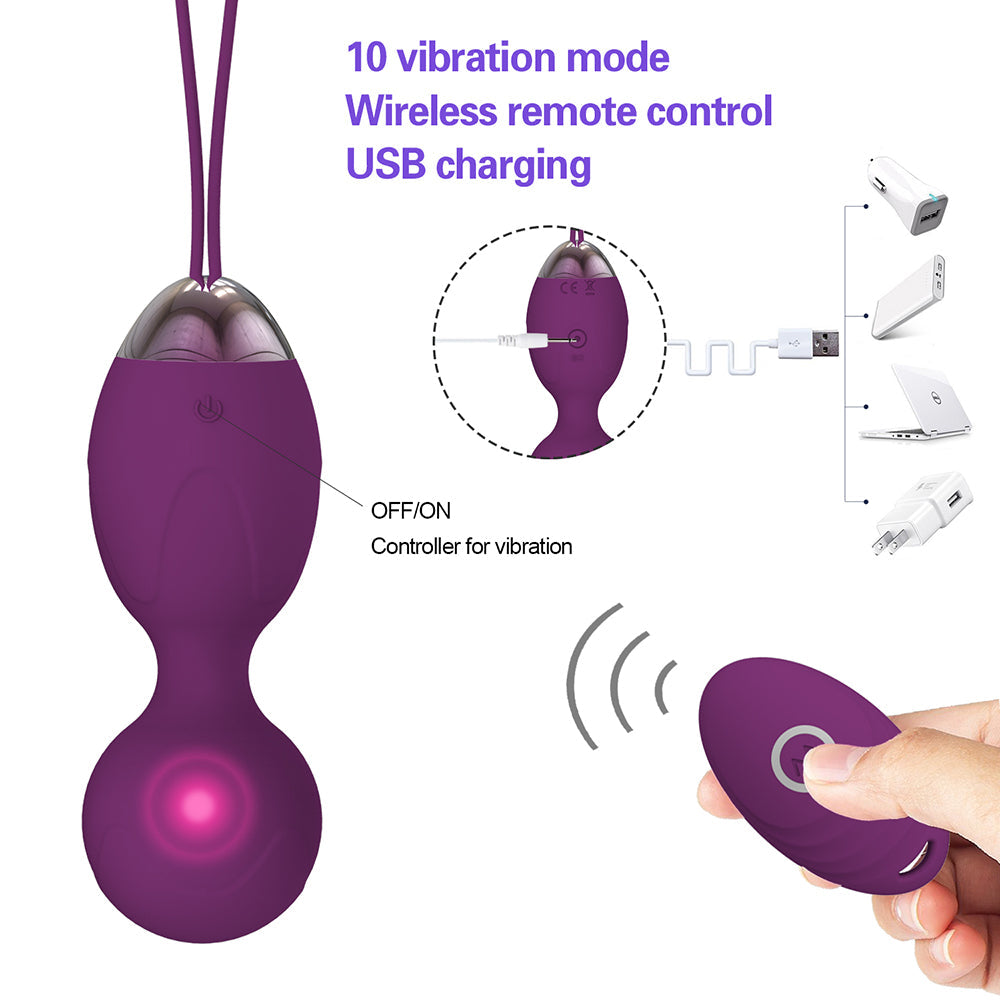 Doctor Recommended Pelvic Floor 10 Vibration Modes Ben Wa Balls with Loop