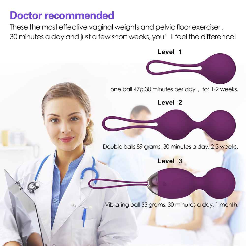 Doctor Recommended Pelvic Floor 10 Vibration Modes Ben Wa Balls with Loop