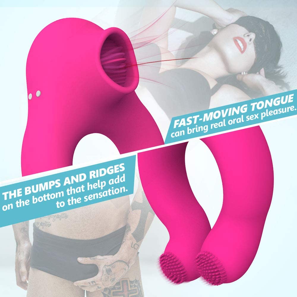 Couple Vibrator With Cock Ring And Clitoris Licking Stimulator 7 Modes