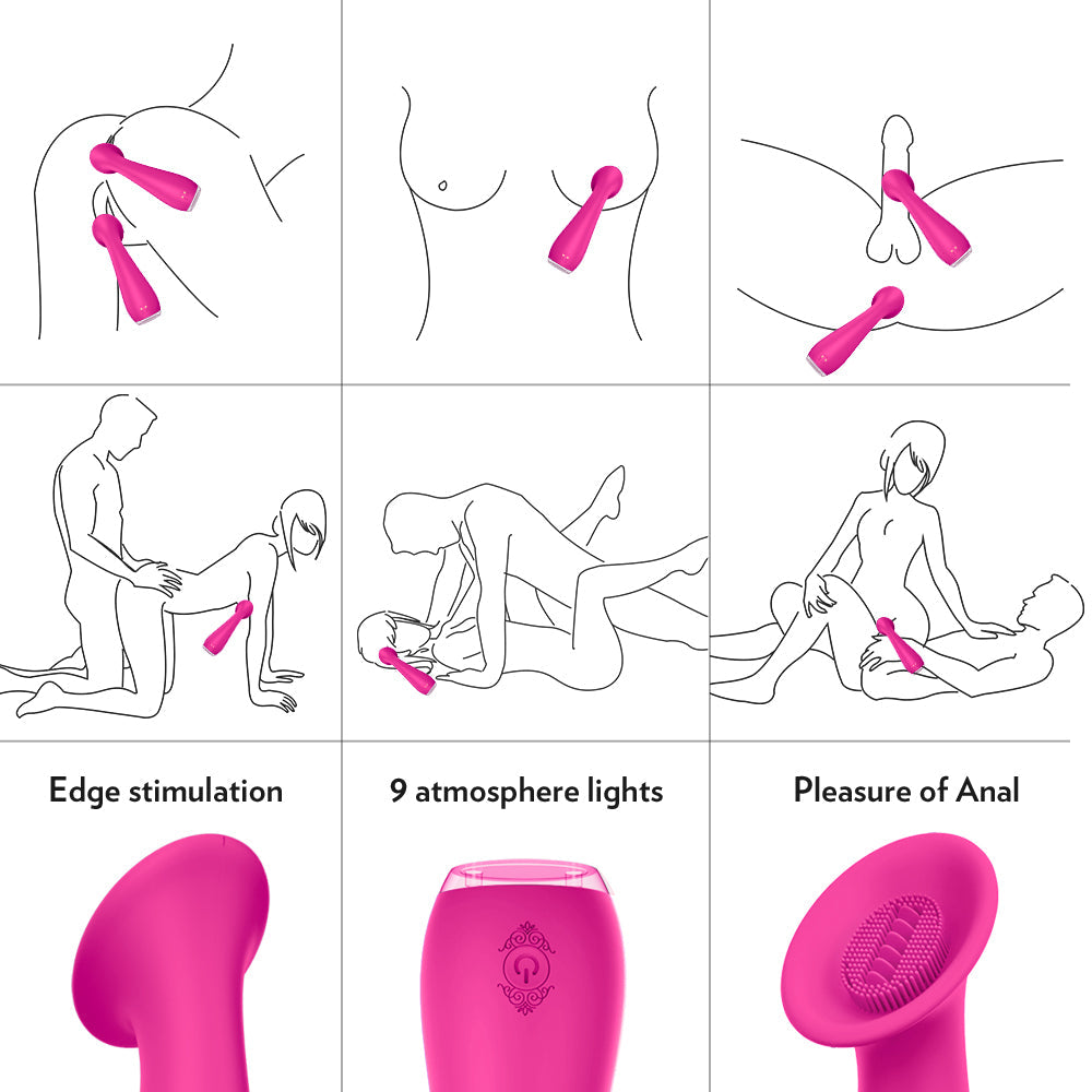 9 Kinds Vibration LED Clitoral Nipple Tongue Licking Vibrator