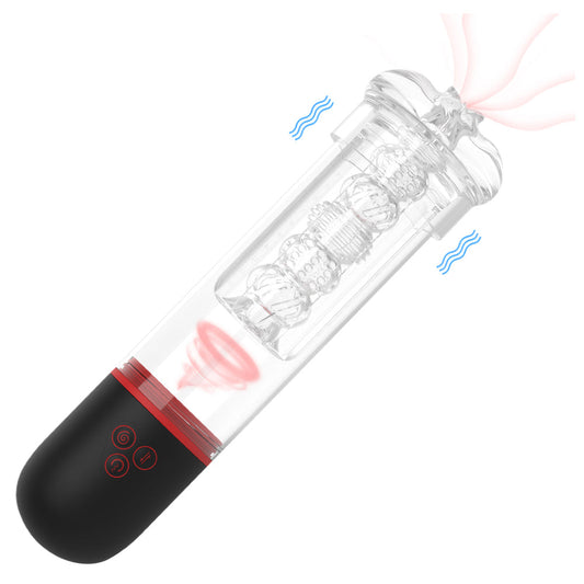 9 Patterns 3*4 Suctions Transparent Male Masturbator Realistic Stimulation