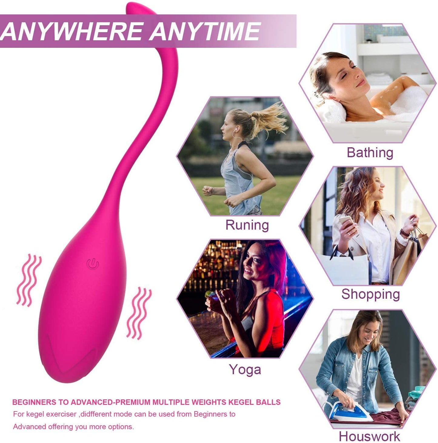 Ben Wa Kegel Balls For Strengthen Pelvic Floor Muscles 10 Modes Bullet Vibrator