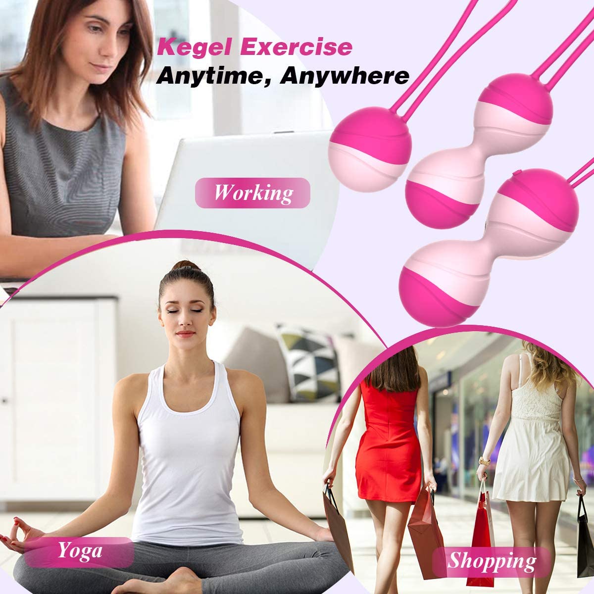 Silicone Ben Wa Balls Kegel Kit Pelvic Floor Tightening Exerciser