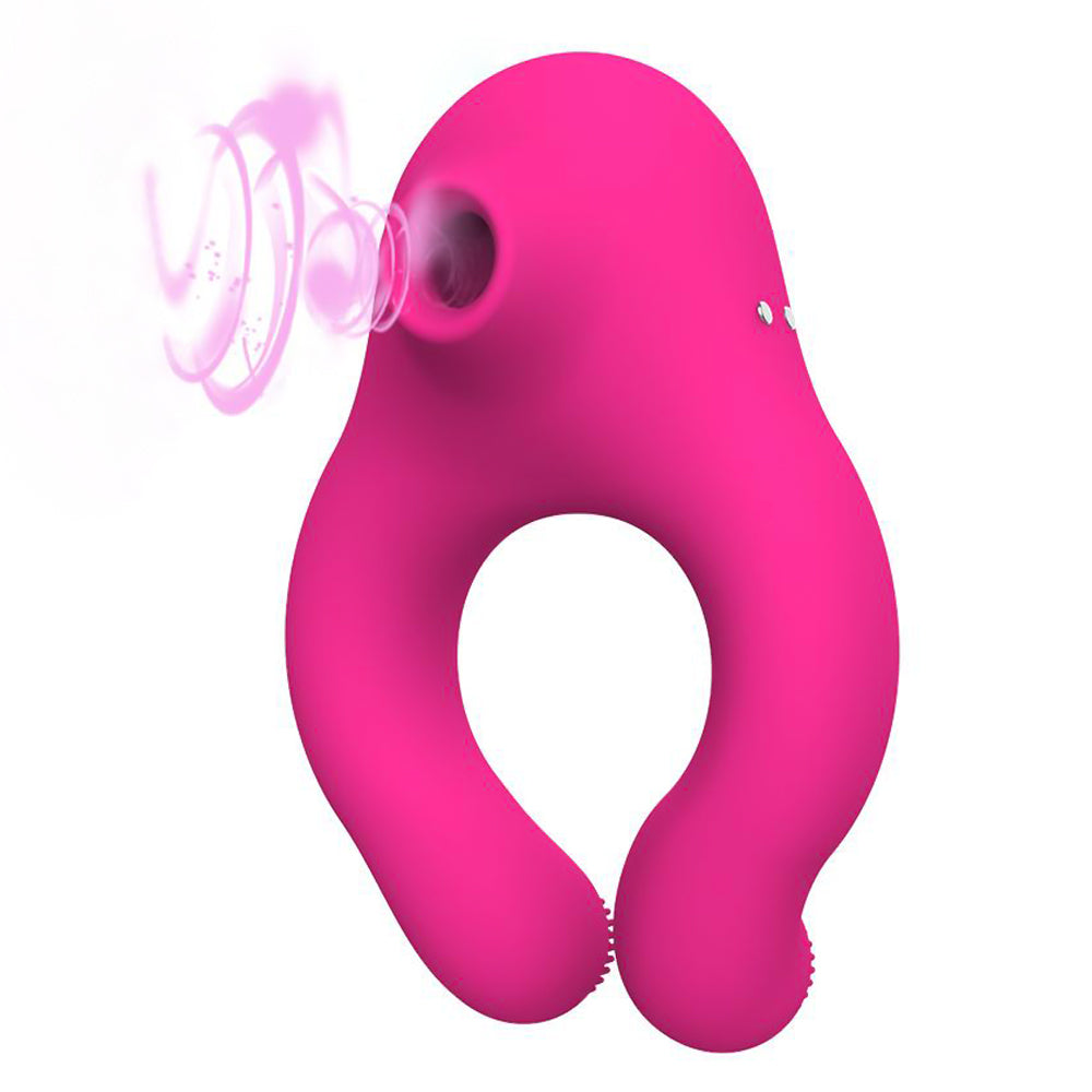 Couple Vibrator Suction Ring For Penis & Clitoral Stimulation 7 Modes