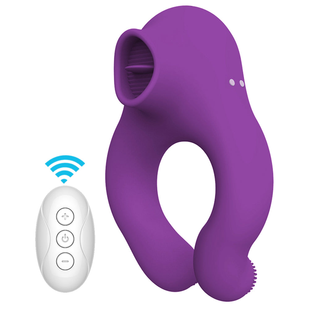 Couple Vibrator With Cock Ring And Clitoris Licking Stimulator 7 Modes