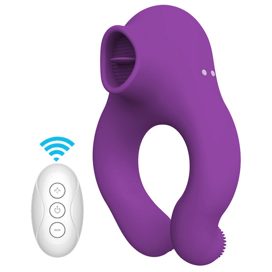 Couple Vibrator With Cock Ring And Clitoris Licking Stimulator 7 Modes
