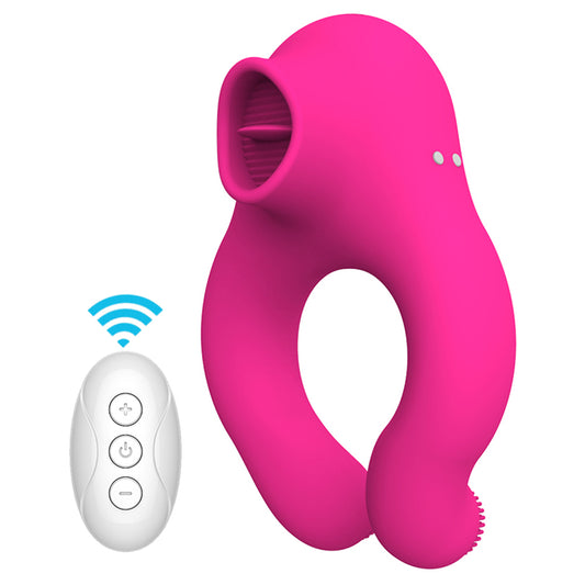 Couple Vibrator With Cock Ring And Clitoris Licking Stimulator 7 Modes