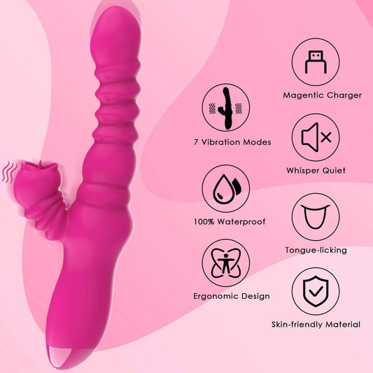 Powerful Thrusting G Spot Clitoral Licking Vibrator 7 Vibrations & 3 Pulsations