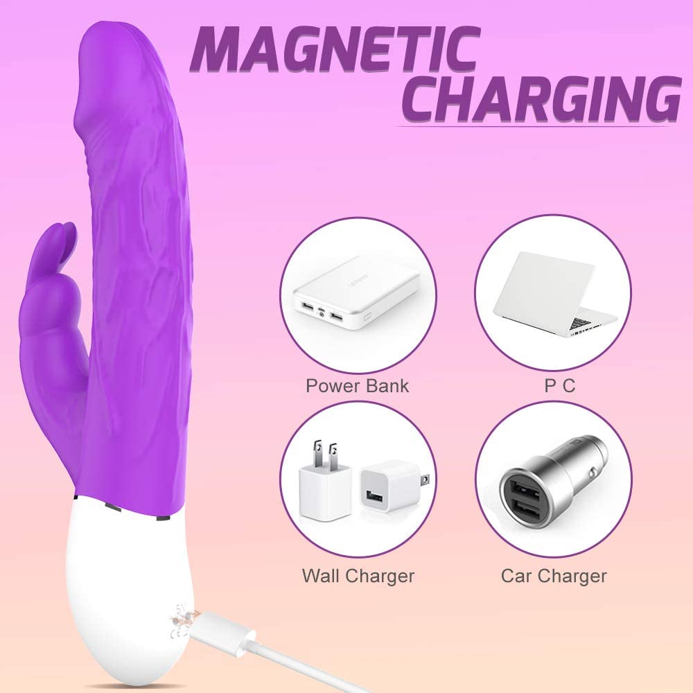 Silicone Realistic Dildo Rabbit Vibrator with 9 Strong Vibrations