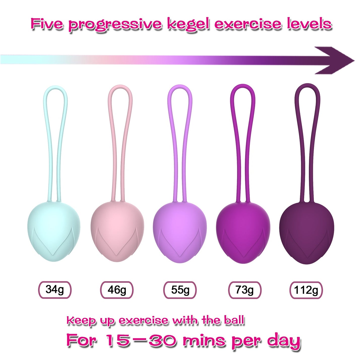 Ben Wa Kegel Ball Set 5 Pcs Progressive Weights