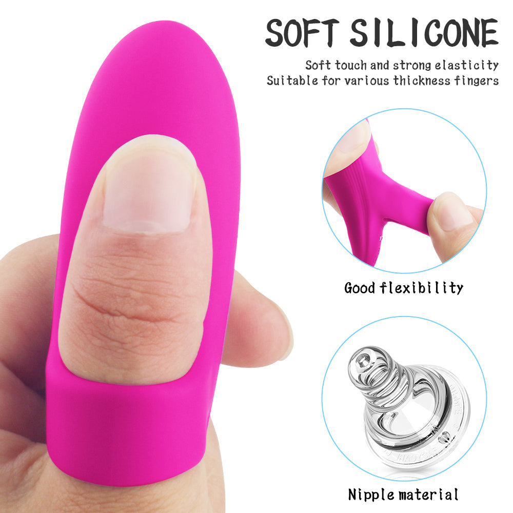 Rechargeable Silicone Finger Vibrator with 9-Pattern Fingertip Teasing