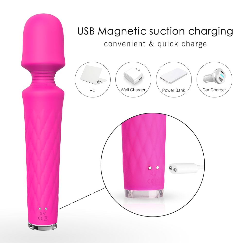 7*4 Modes 7-Color Light Base Wand Massager Handle Without Vibration