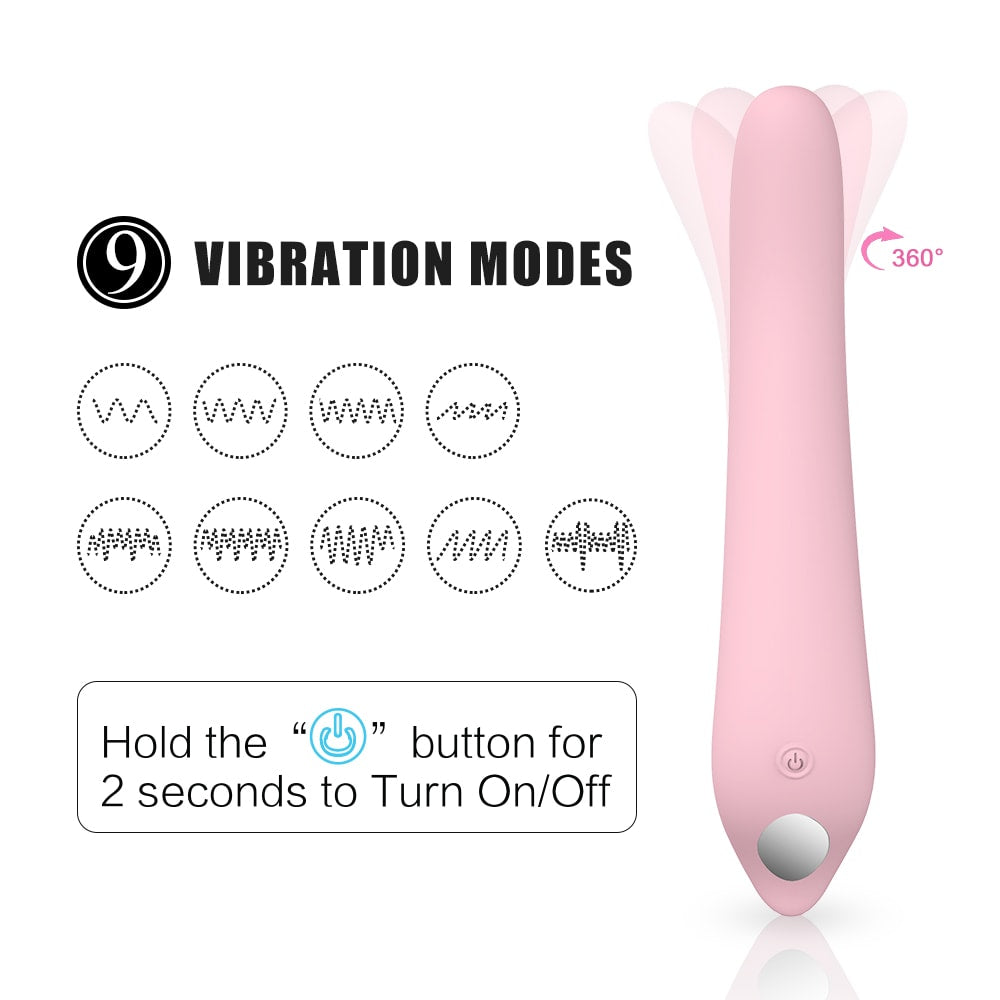 9 Rotating Vibrating Patterns Silicone G-Spot Vibrator Tongue Licking