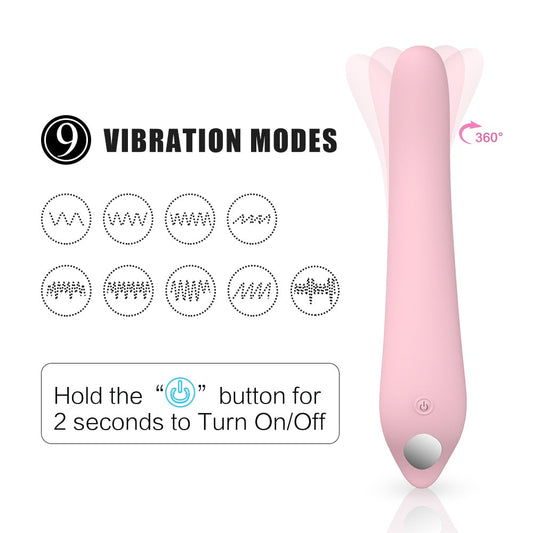 9 Rotating Vibrating Patterns Silicone G-Spot Vibrator Tongue Licking