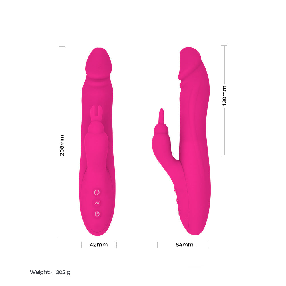 3 Rotating 7 Patterns Soft Silicone Realistic Dildo Rabbit Vibrator