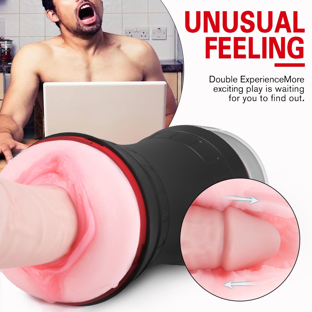 Oral Sex & 3D Textured Vagina Double-end Soft Men Masturbation Stroker