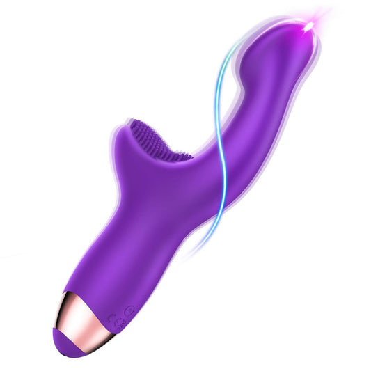 10 Modes Silicone G-spot Vibrator with Clit Tickler for Female Couples