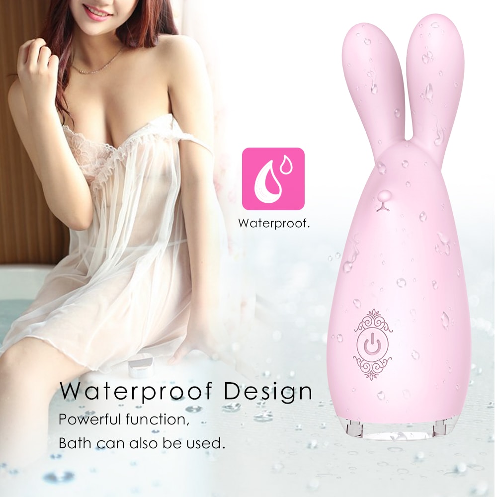 Rabbit Shape Silicone Vibrator Nipple G Spot Stimulator with 9 Patterns