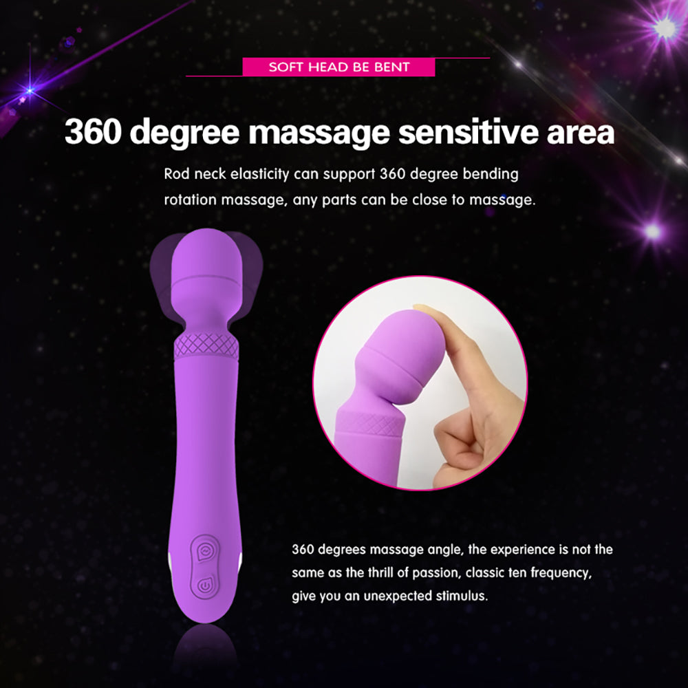 10 Patterns 360° Rotating Stimulation Flexible Powerful Wand Massager