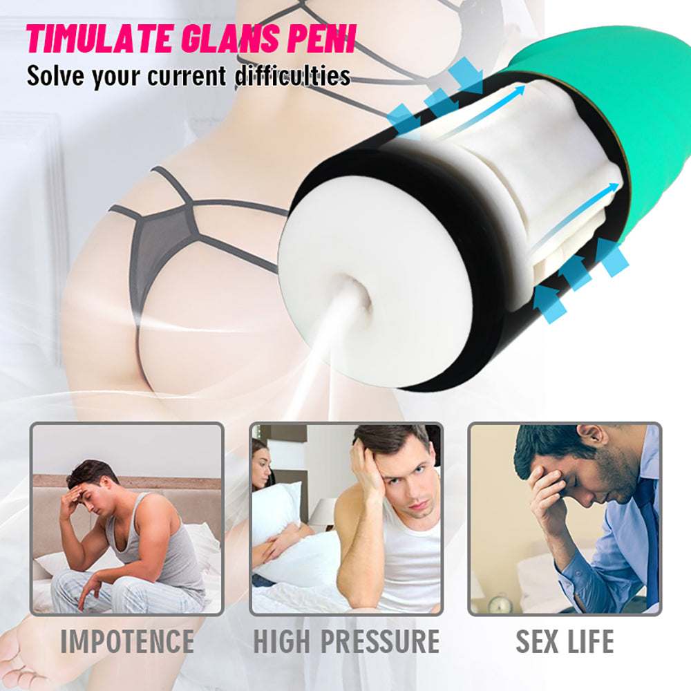 9 Telescopic Clip Suctions Automatic Male Masturbator with Live Voice