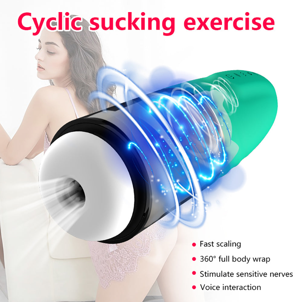 9 Telescopic Clip Suctions Automatic Male Masturbator with Live Voice