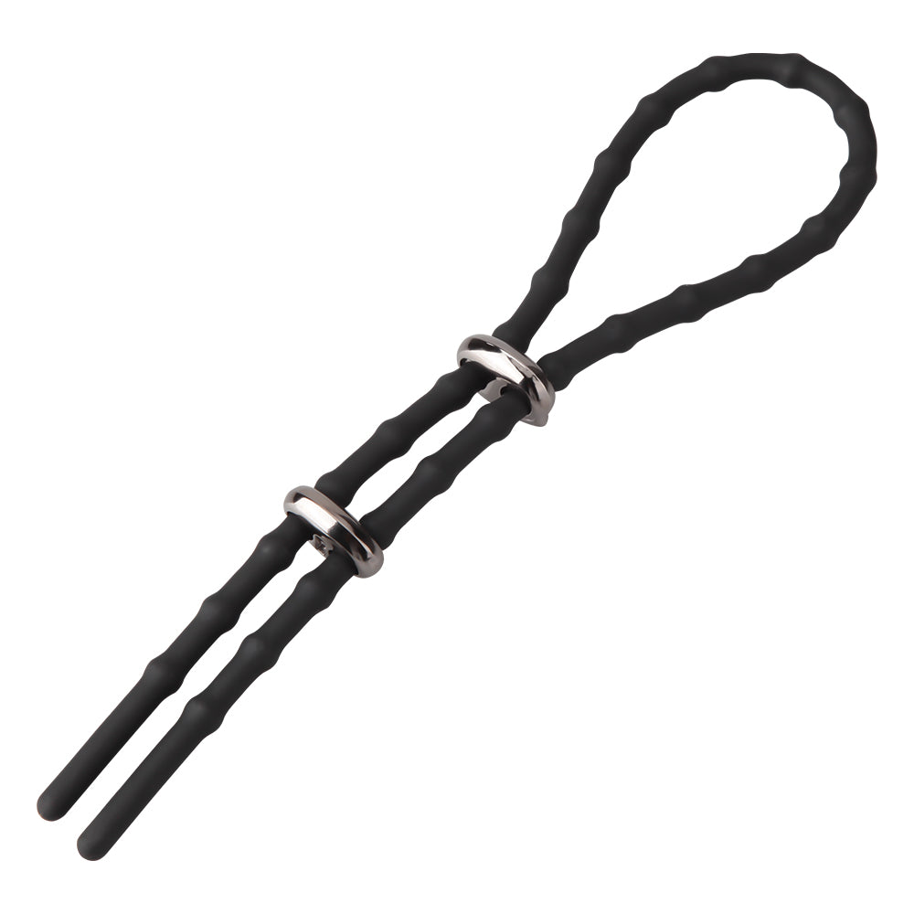 Silicone Adjustable Lasso Shaft Cock Ring Tie With 2 Lock Loops