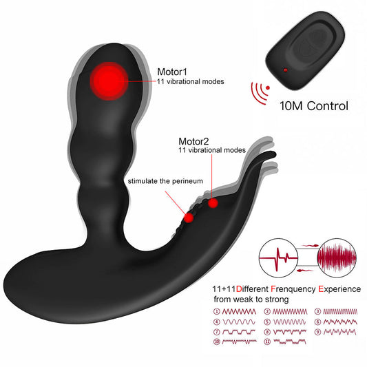 Heating Vibrating Prostate Massager Bendable Shaft Perineum Stimulator