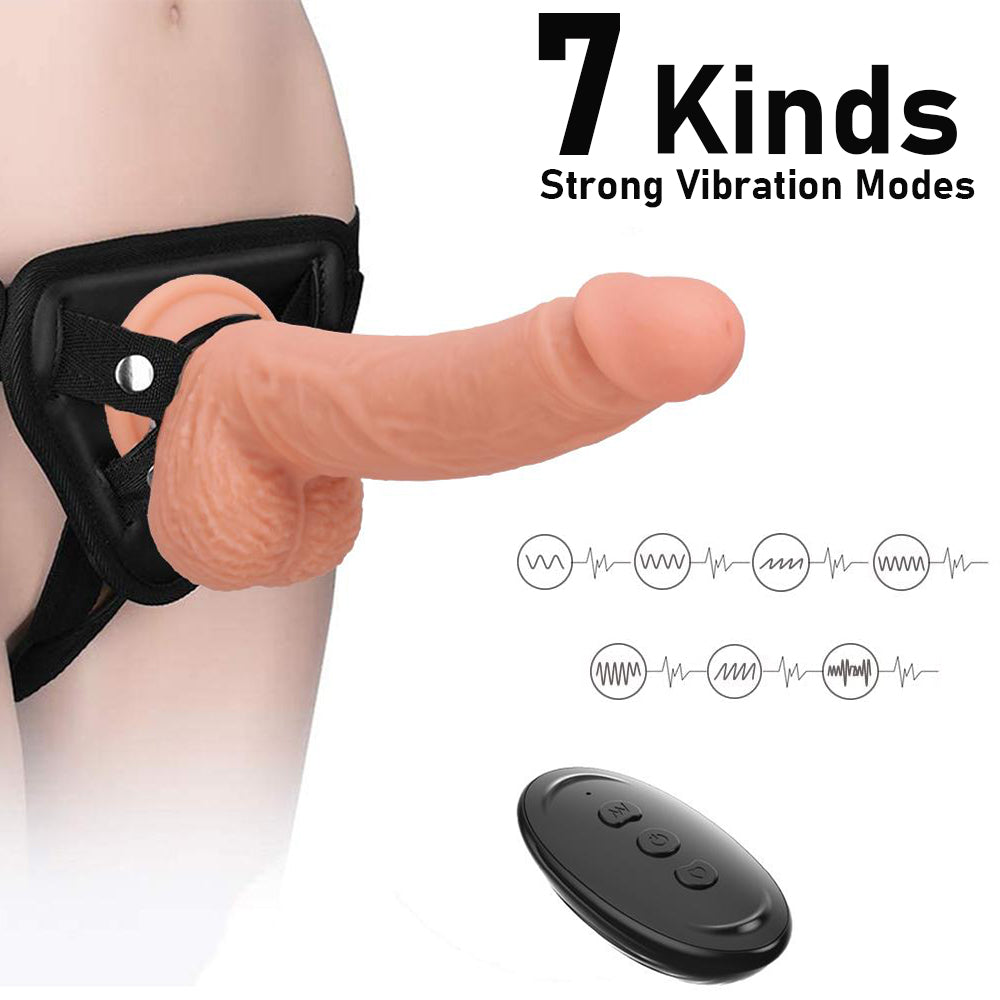 8.9 Inch Vibrating Wearable Strap-On Realistic Dildo Remote Control