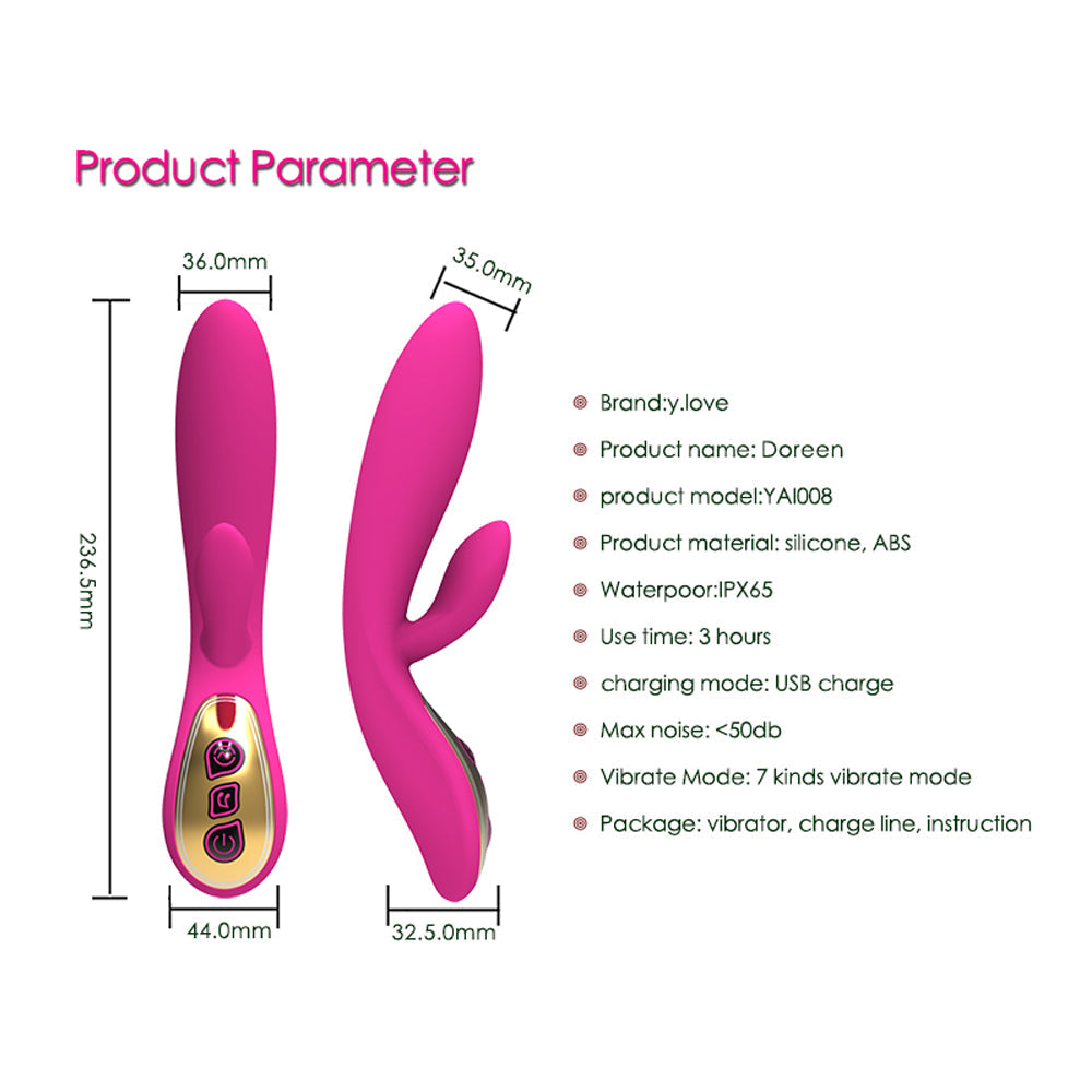 7 Modes Waterproof G-Spot Rabbit Massager Rechargeable Dual Stimulation