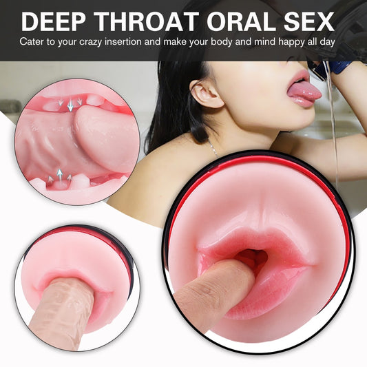 Oral Sex & 3D Textured Vagina Double-end Soft Men Masturbation Stroker