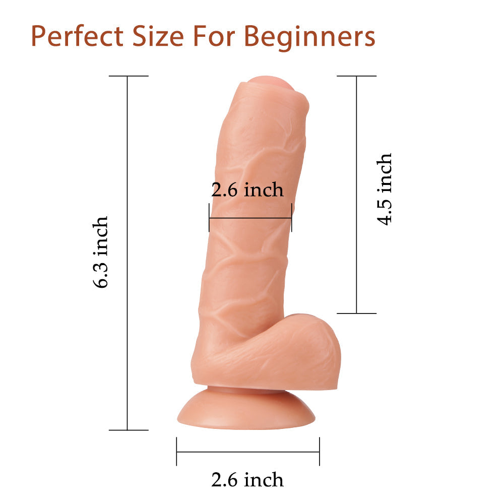 6.3 Inch Realistic Dildo With Foreskin Glans for Beginners Trainer