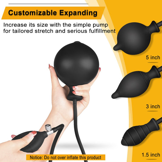 Inflatable Butt Plug Anal Balloon Pump with Quick Release Valve Stretch