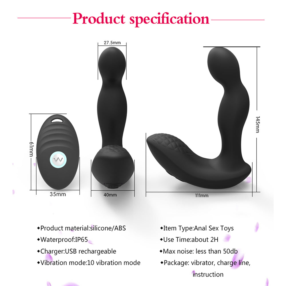 Vibrating Plug Remote Controlled 10 Modes Prostate Massager Stimulator