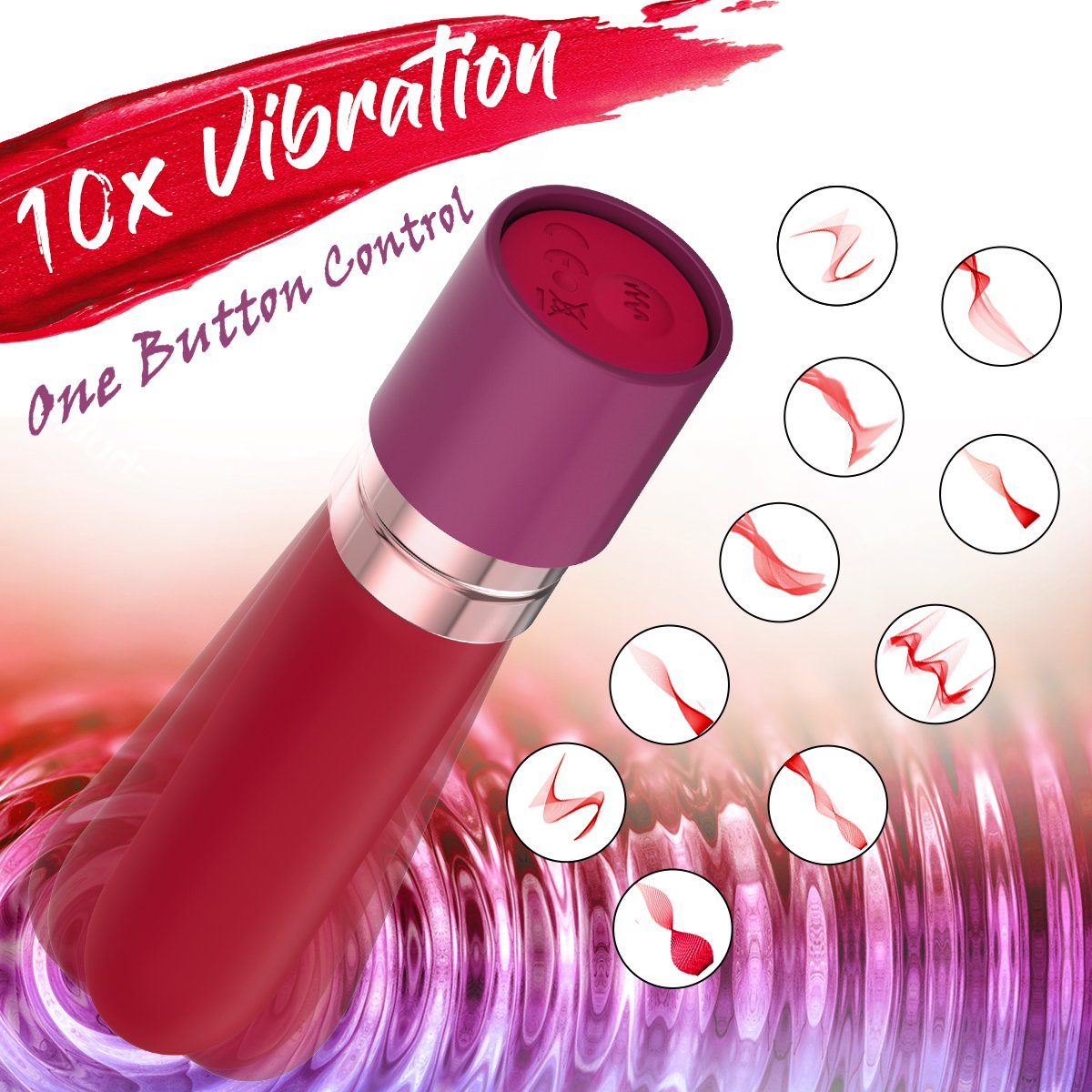 Lipstick Bullet Vibrator for Clit Stimulation with 10 Vibration Modes