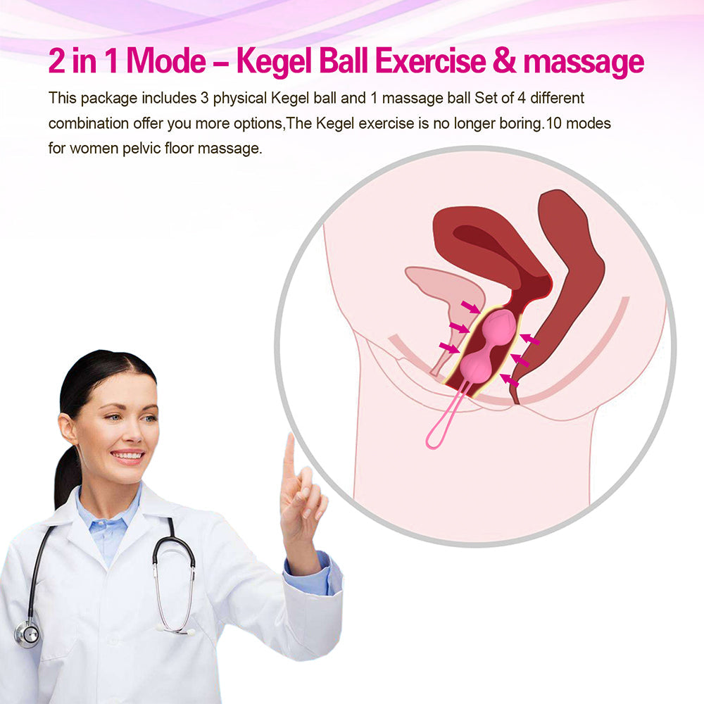 Silicone Kegel Balls Kit Tightening Exercises Weights Remote 10 Modes