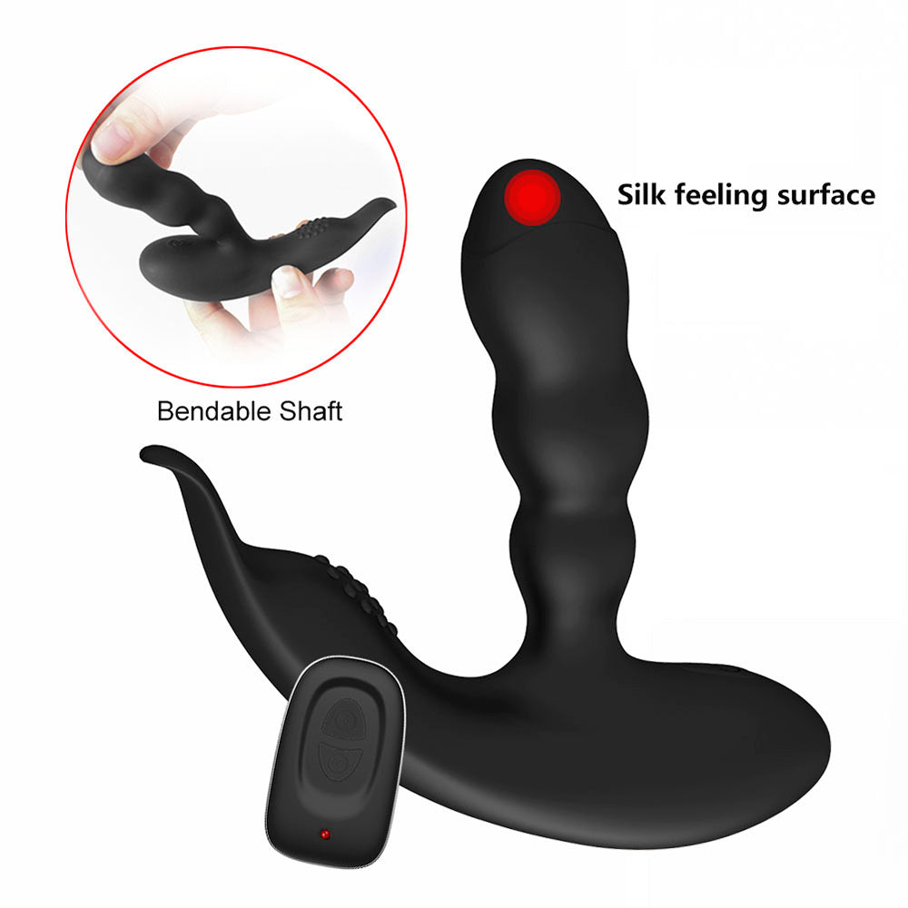 Heating Vibrating Prostate Massager Bendable Shaft Perineum Stimulator