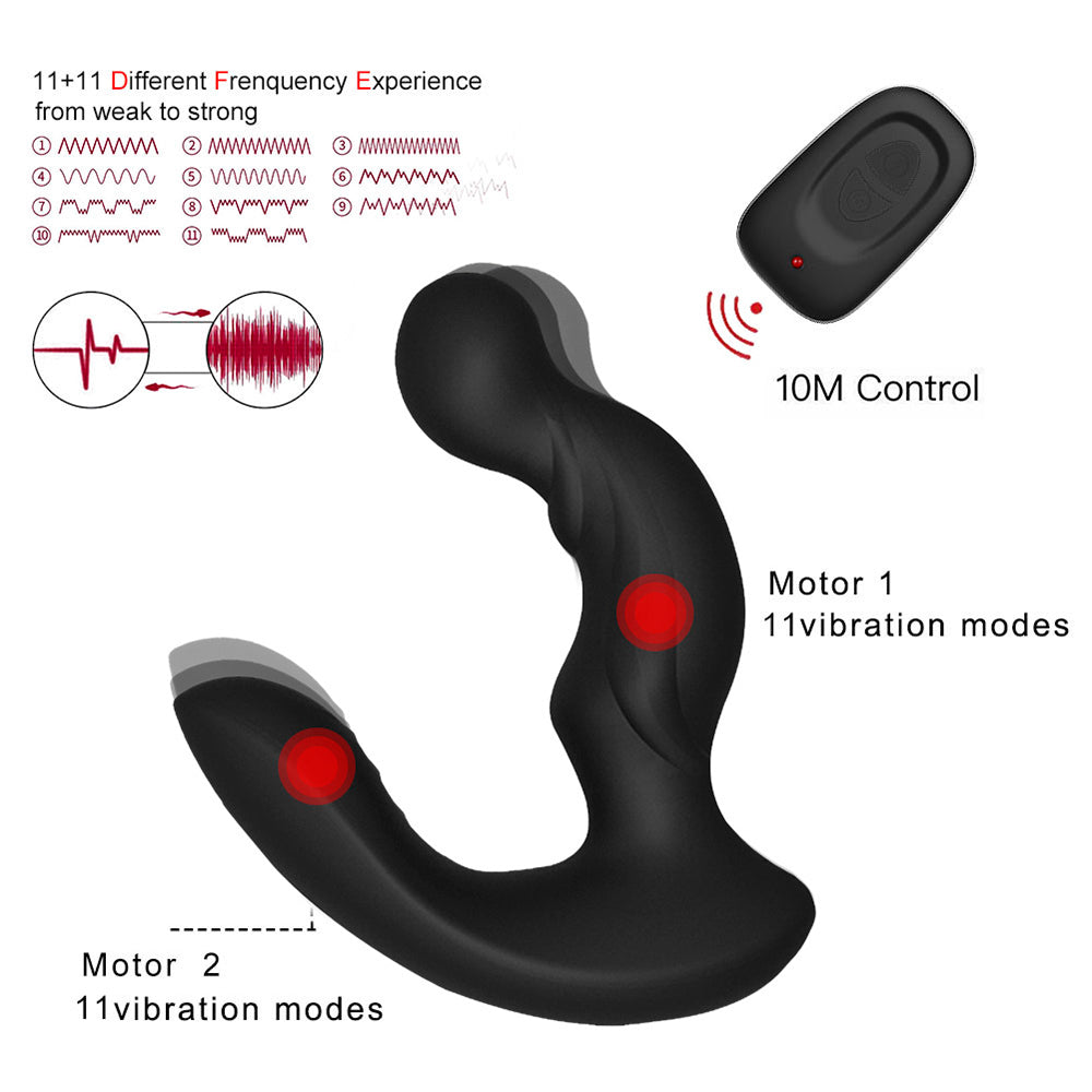 Prostate Massager Remote Control Vibrating Butt Plug 11+11 Modes