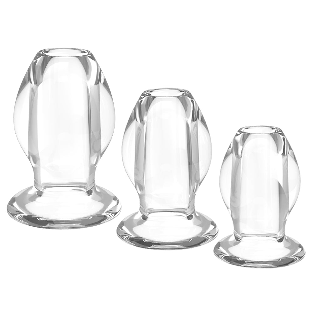 3 Sizes Transparent Hollow Glass Acrylic Anal Plugs Kit Ass Masturbation