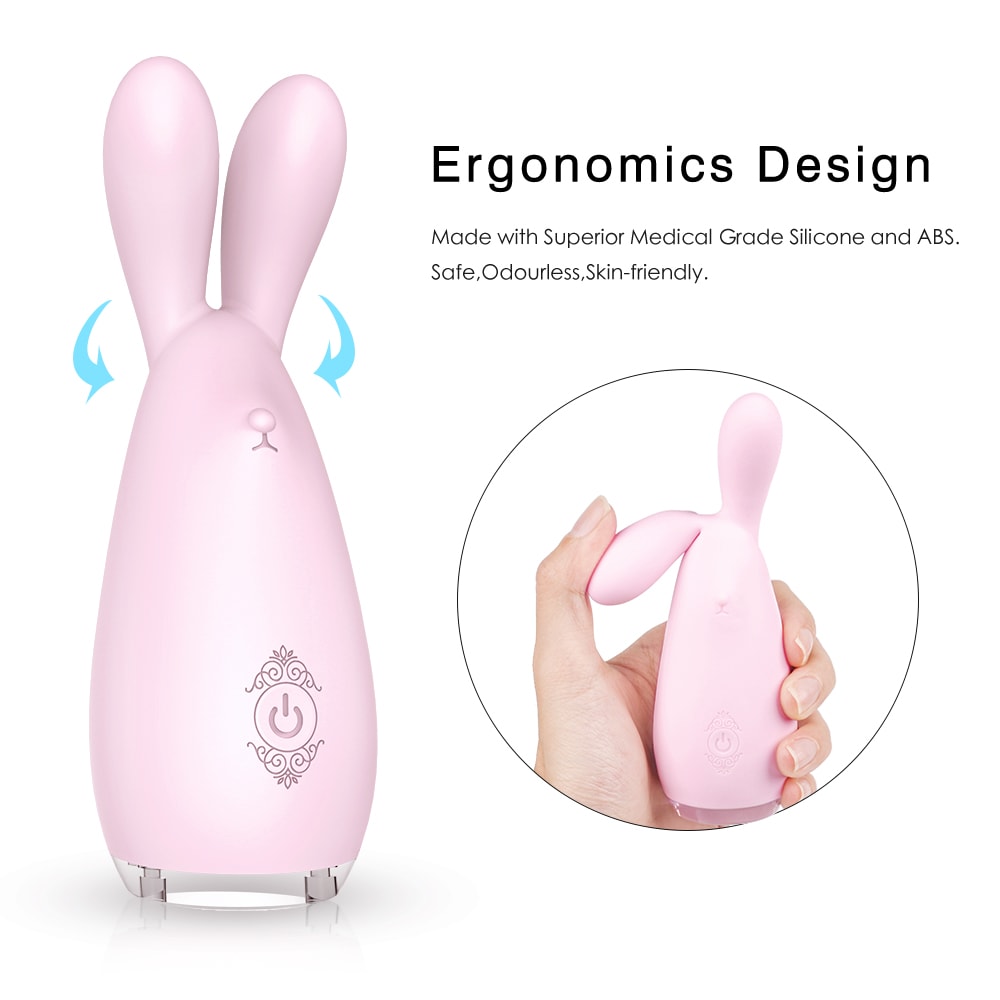 Rabbit Shape Silicone Vibrator Nipple G Spot Stimulator with 9 Patterns