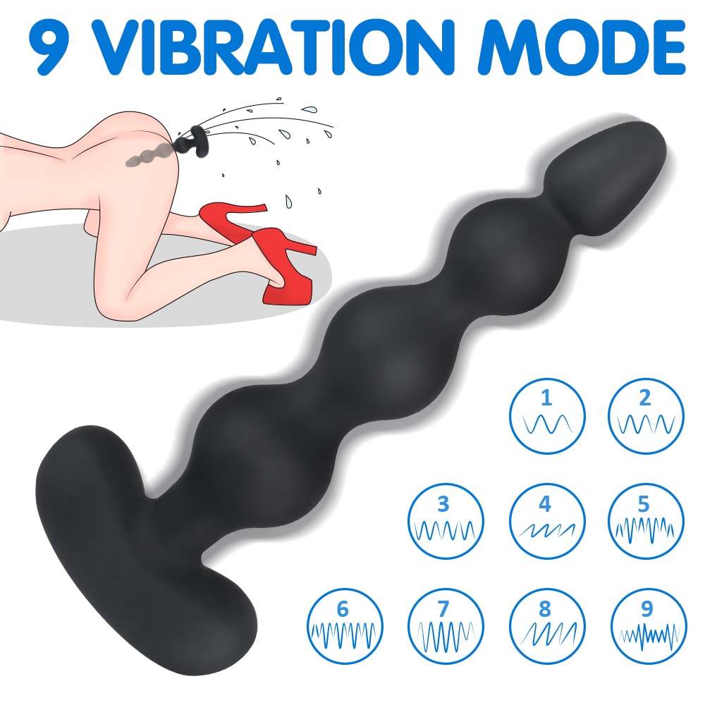 Remote Control 9 Modes Butt Plug Anal Gradient Beads Fit Snugly Orgasm