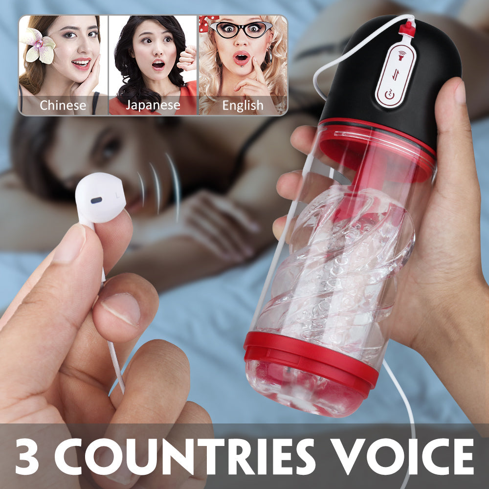 3 Countries Voice Electric Male Masturbator 3 Suctions & 9 Vibrations