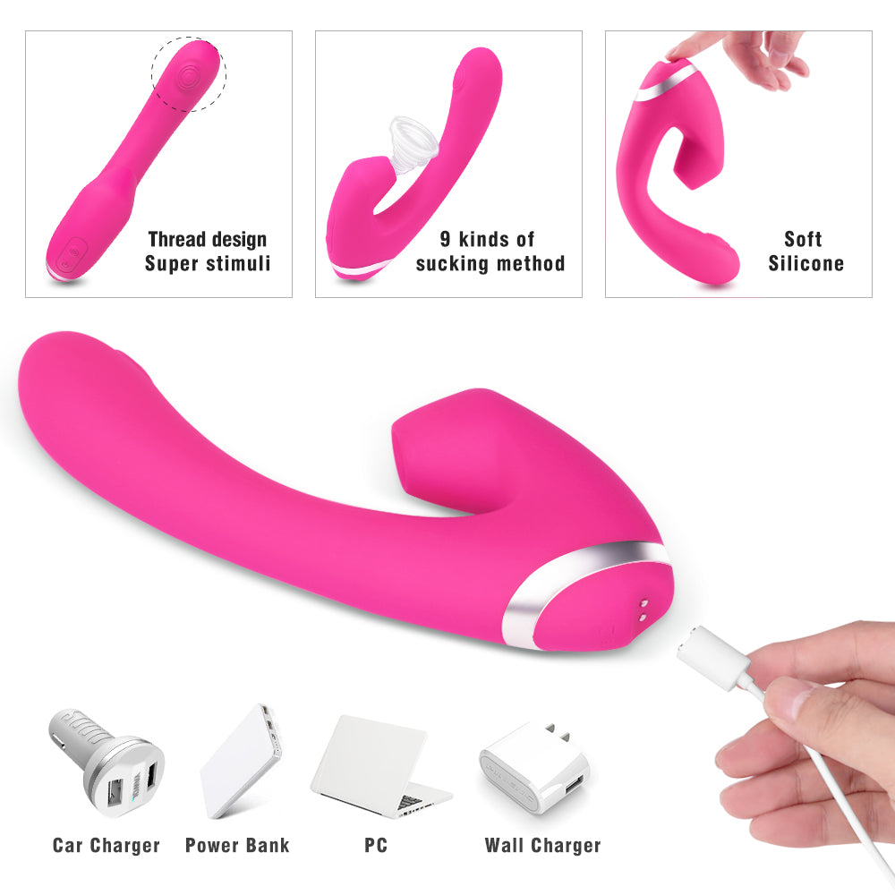 Suction Design G Spot Thumping Clitoral Sucking Vibrator 9*9 Modes