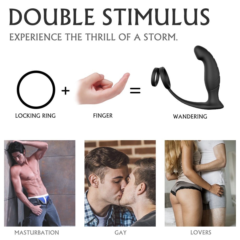 Double Stimulation 9 Modes Prostate Massager With Dual Cock Ring