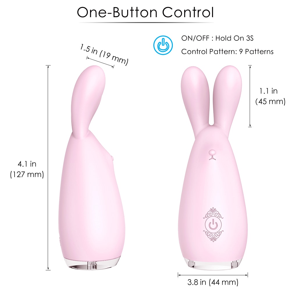 Rabbit Shape Silicone Vibrator Nipple G Spot Stimulator with 9 Patterns