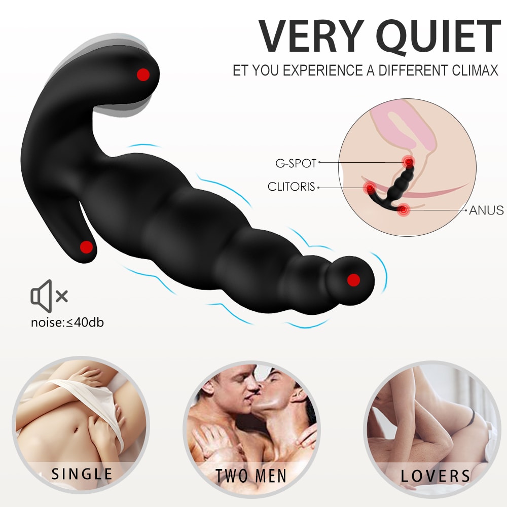 Vibrating Anal Prostate Massager with Beads Butt Plug Vibrator