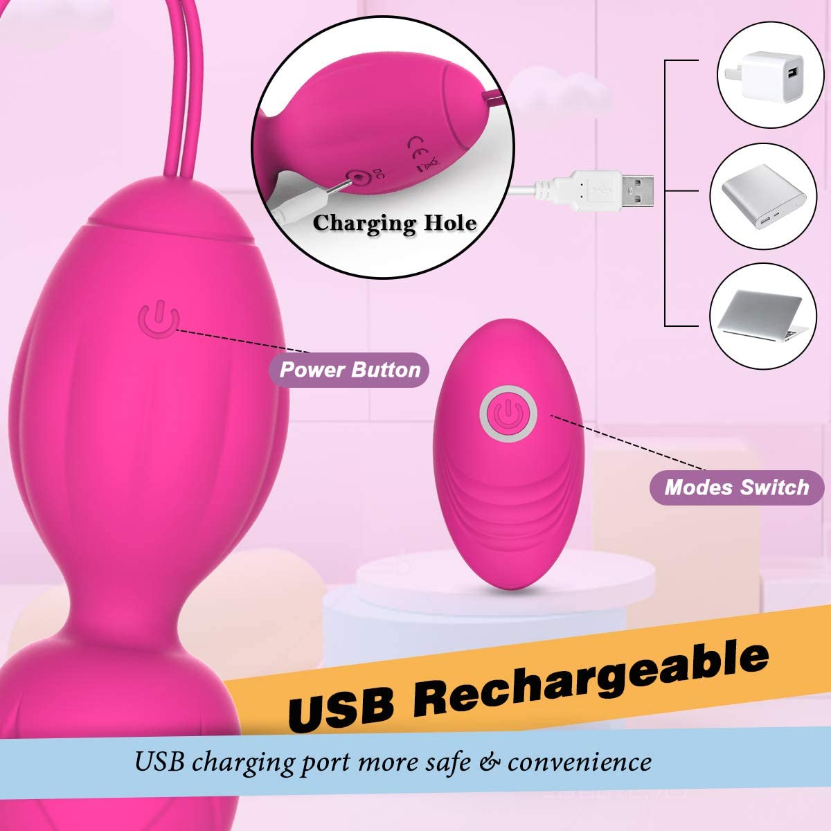 Wireless Control Kegel Exercise Ben Wa Balls with 10 Vibration Modes