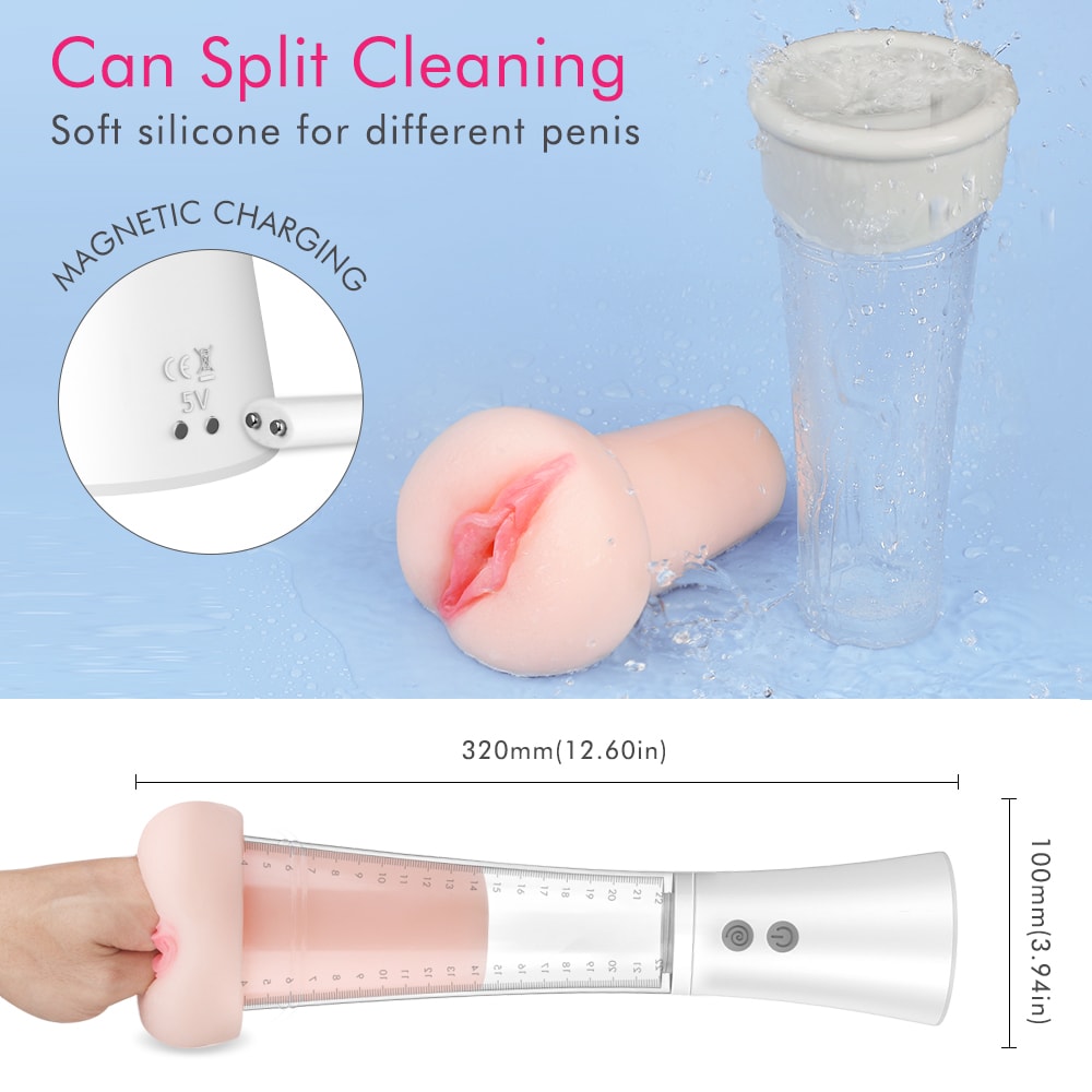 2 IN 1 Detachable Male Masturbation Cup Automatic 9-Suction Enlarger