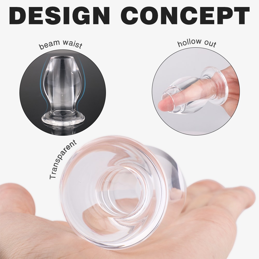 3 Sizes Transparent Hollow Glass Acrylic Anal Plugs Kit Ass Masturbation